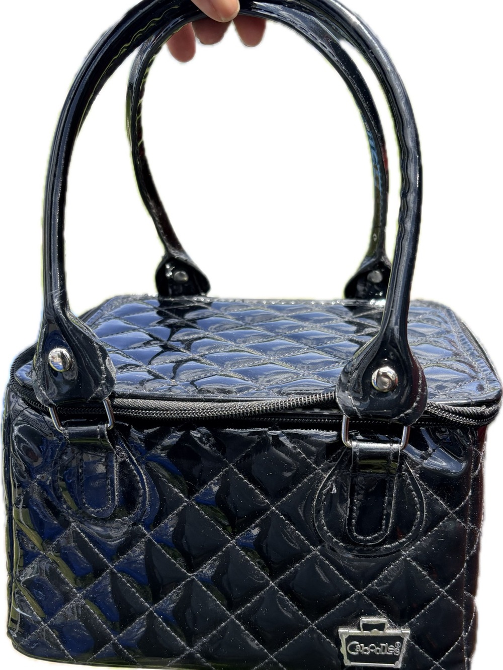 Vintage Caboodles Black Quilted Patent Makeup Tote